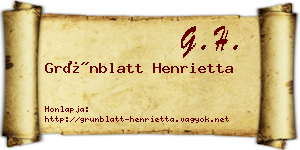 Grünblatt Henrietta névjegykártya